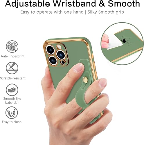 Miniatura 3 de GUAGUA Funda para iPhone 15 Pro de 6.1 pulgadas con correa para la muñeca, delgada, suave, galvanizada, TPU iPhone 15 Pro, funda protectora a prueba