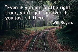 ArtDirect Will Rogers Quote: The Right Track Unframed Art Print Giclee Poster by ArtsyQuotes - Ready for Framing with Customization Sizes 10x7, 14x9, 20x13, 36x24, 48x32, and 60x40 Inches