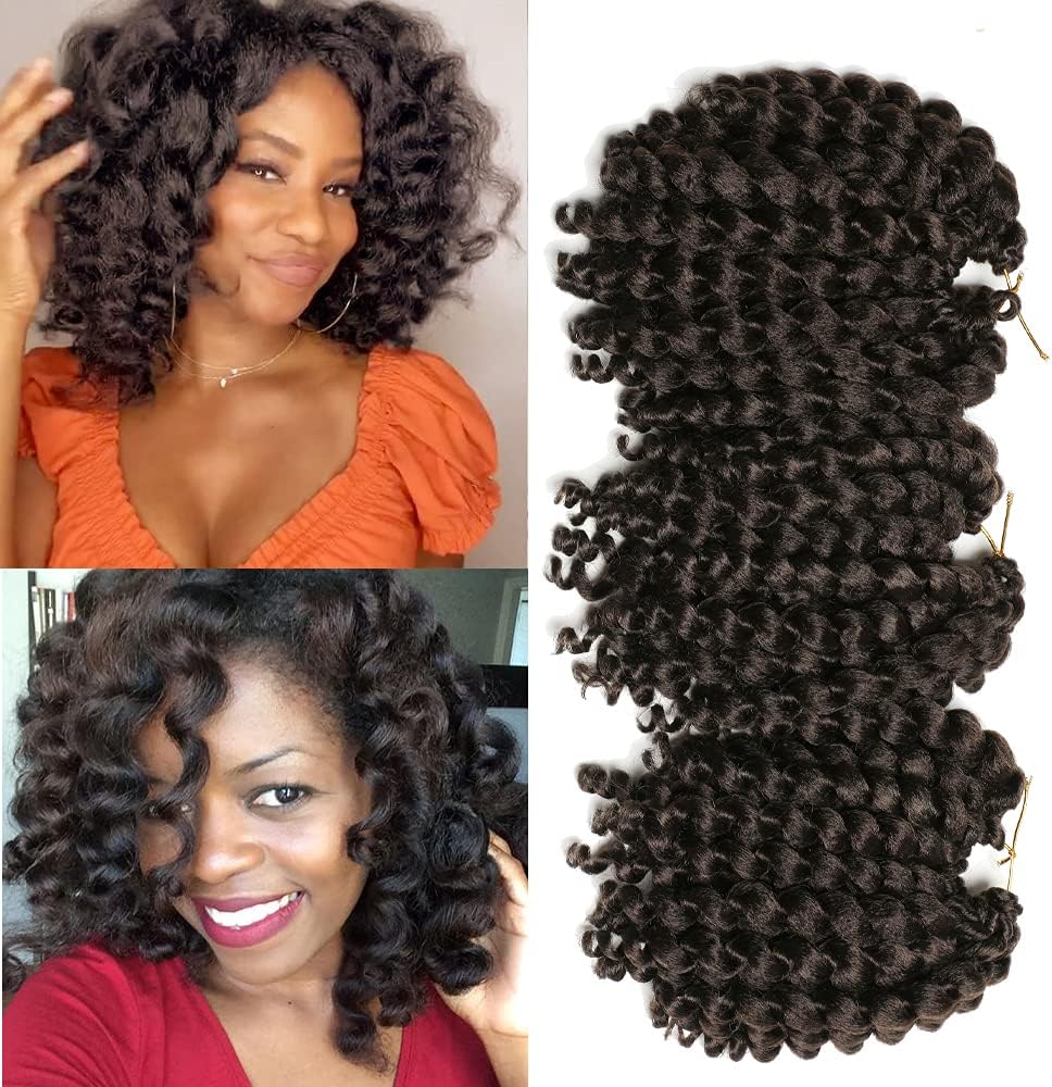 Crochet Braids Hair 2X Ringlet Wand Curl 3 Packs 8 inch Jamaican Twist Braiding Hair (4#)