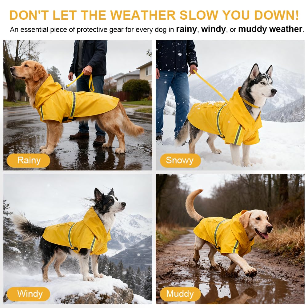 OSDUE Impermeabile per Cani Cappotto,Impermeabile Cane e Foro per Colletto e Strisce Riflettenti protettive,Regolabile Cappotto Impermeabiles 100%,per Piccoli Medio Grandi Cuccioli L-XXXL