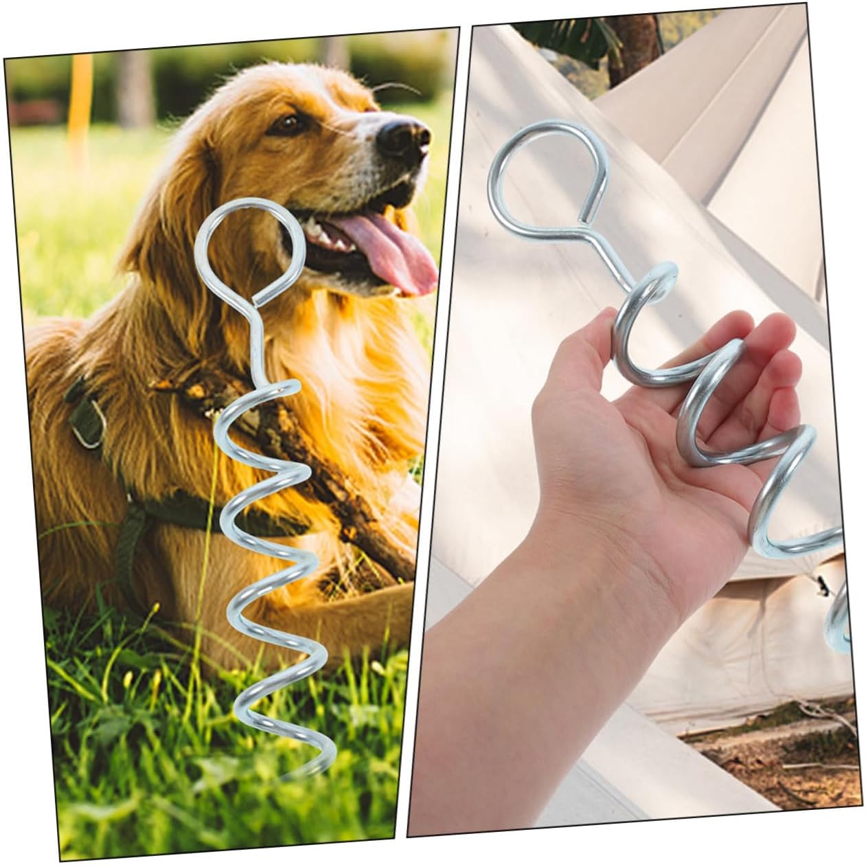 Metal Dog Tie Out Stake Spiral Ground Anchor Heavy-Duty Metal Stake with Handle for Outdoor Pet Securing and Camping Use