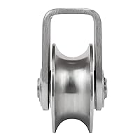 Vista 2 de Rueda ranurada Bloque de polea Rueda de polea de rodamiento dúplex inoxidable Rueda de tracción silenciosa desmontable resistente para manipulación