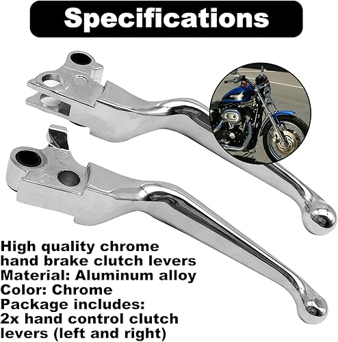 Miniatura 4 de Palancas de mano para motocicleta y motocicleta, palanca de embrague de freno cromada compatible con Harley Sportster 883 1200 Dyna Touring Road