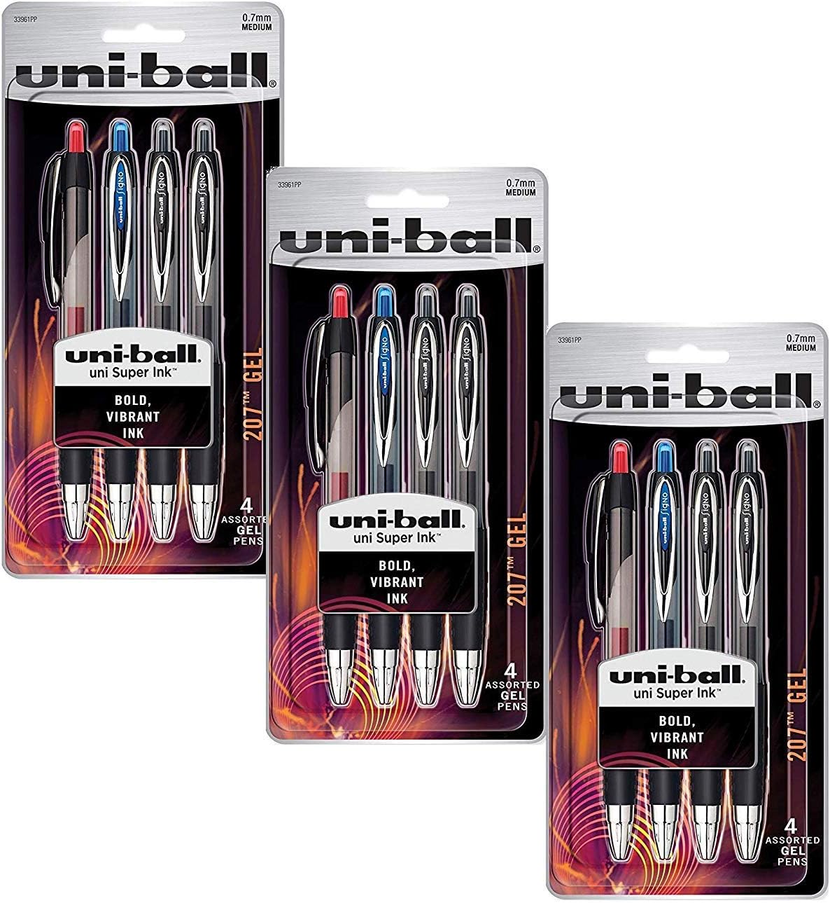 uniball 207 Retractable Gel Pens, Medium Point (0.7mm
