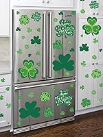 Vista 7 de CAVLA Decoración de trébol para ventana del día de San Patricio, 8 hojas de trébol grande del día de San Patricio, calcomanías estáticas