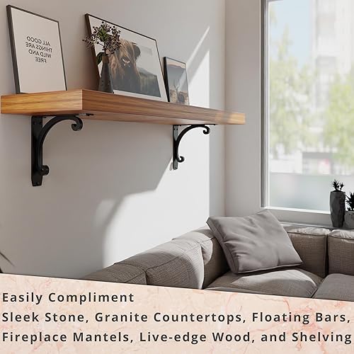 Miniatura 6 de Starby Southern Charm - Soportes de acero resistente para repisa de chimenea, estante flotante, soporte de encimera, soldado a mano (paquete de 2)