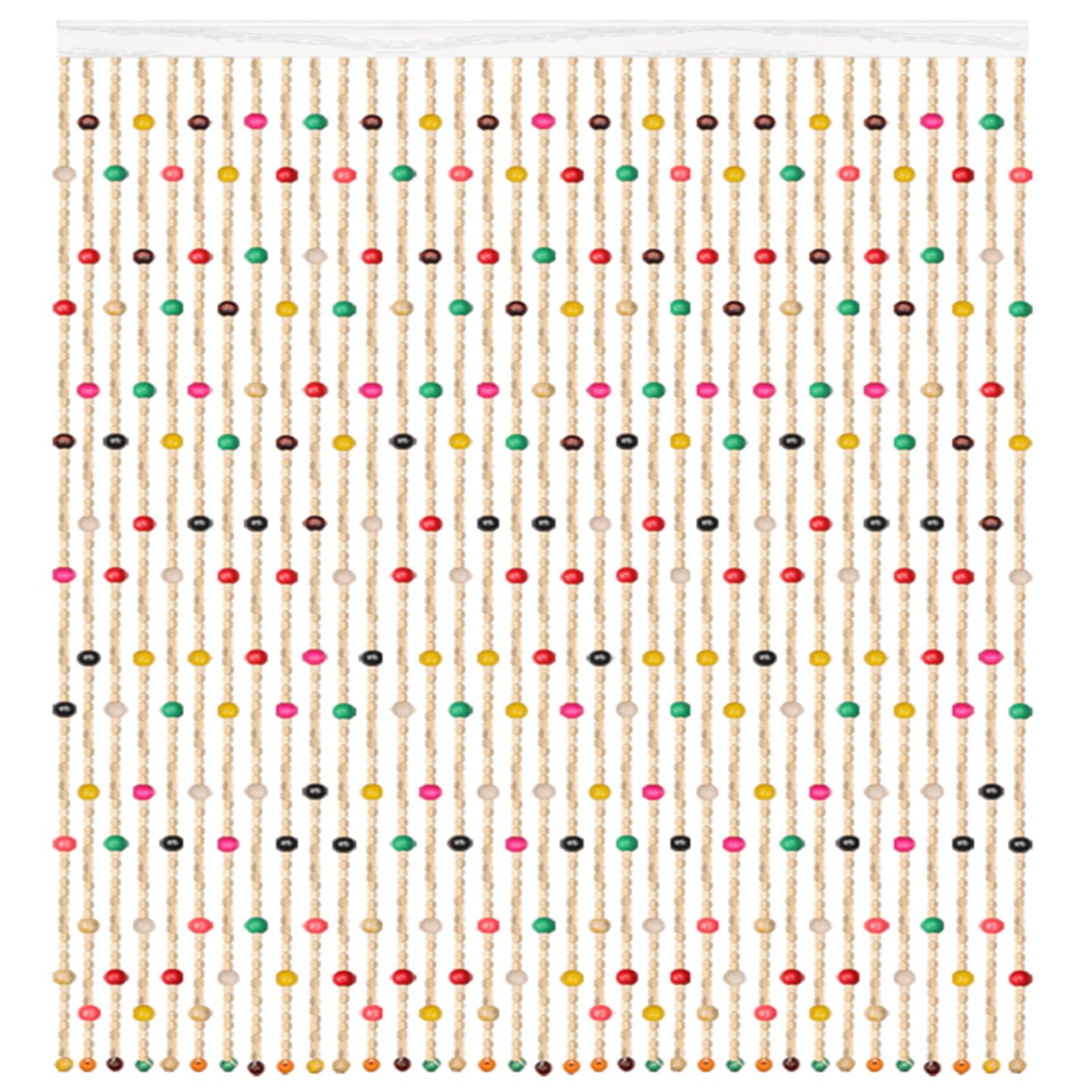 Cortinas de hilo para puerta de cuentas multicolor en madera rústica y bambú 70x