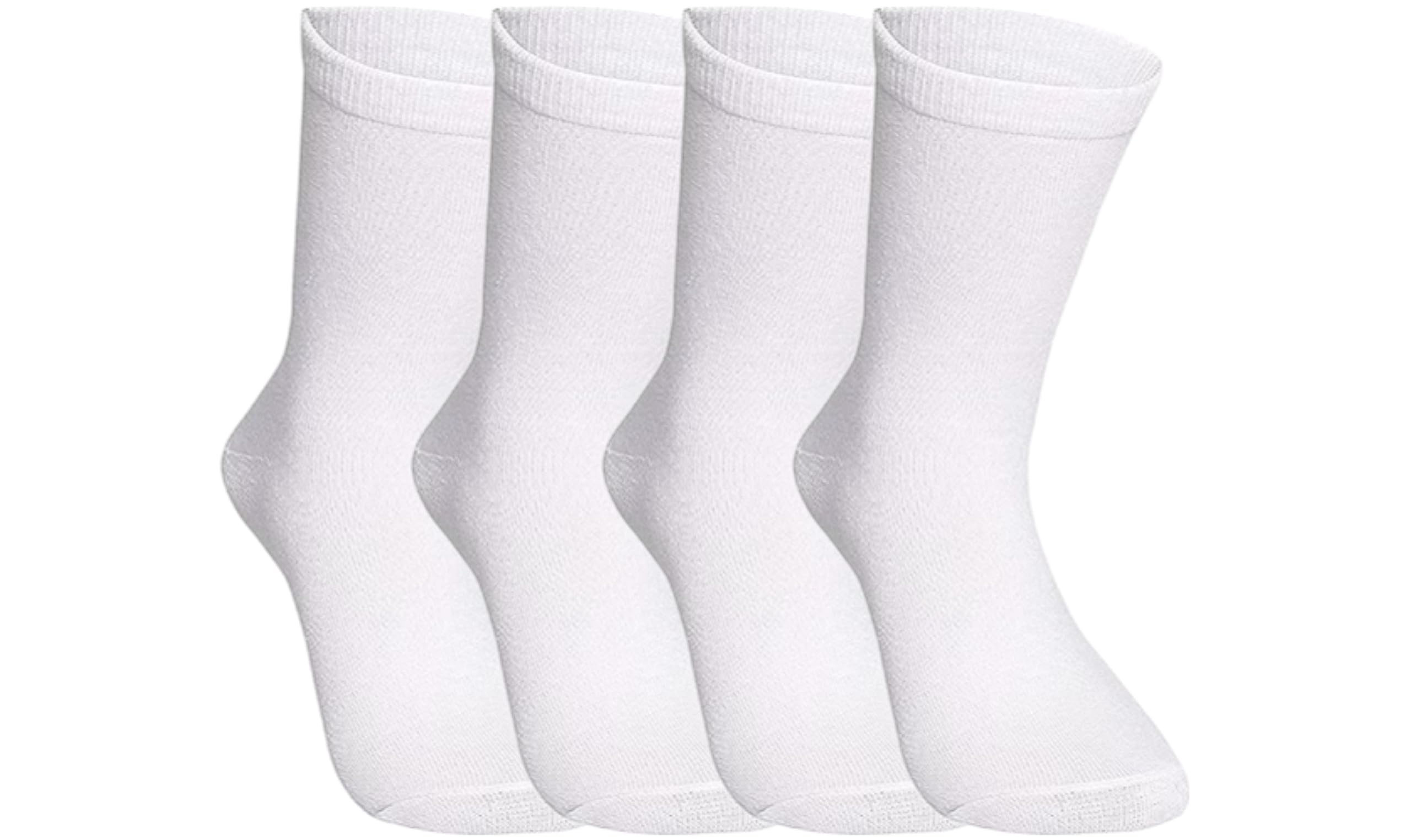 Polyester Men and Women 4 Pairs Mid Calf Length Socks(MC-1006), White-image-25