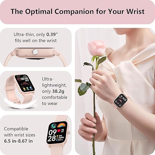 Miniatura 6 de Relojes inteligentes para mujer con Alexa y llamadas Bluetooth, pantalla HD de 1.85 pulgadas, monitor de actividad física, batería de 30 días,