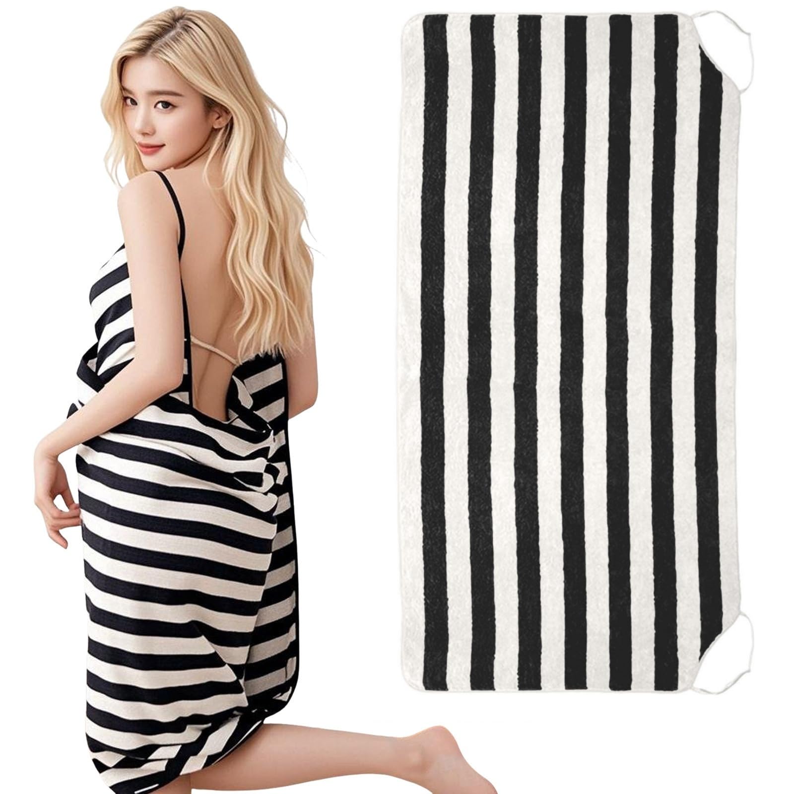 Yanzhenglip 2025 Wearable Adjustable Strapless Bath Towel Back Spa Robe with Belt Korean Luxe Design for Adults 70x160cm (A)