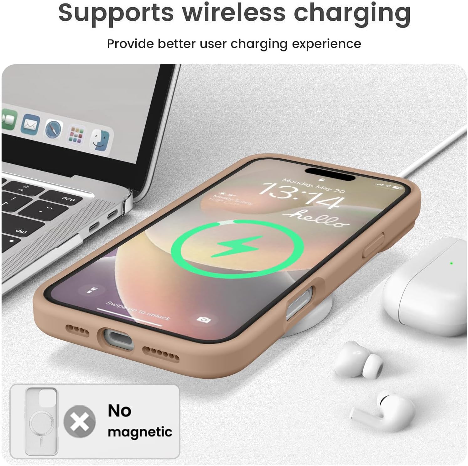 Vooii Compatible with iPhone 16 Pro Max Case, Liquid Silicone Upgrade [Camera Protection] [Soft Anti-Scratch Microfiber Lining] Shockproof Phone Case for iPhone 16 Pro Max 6.9 inch - Light Brown - Image 7