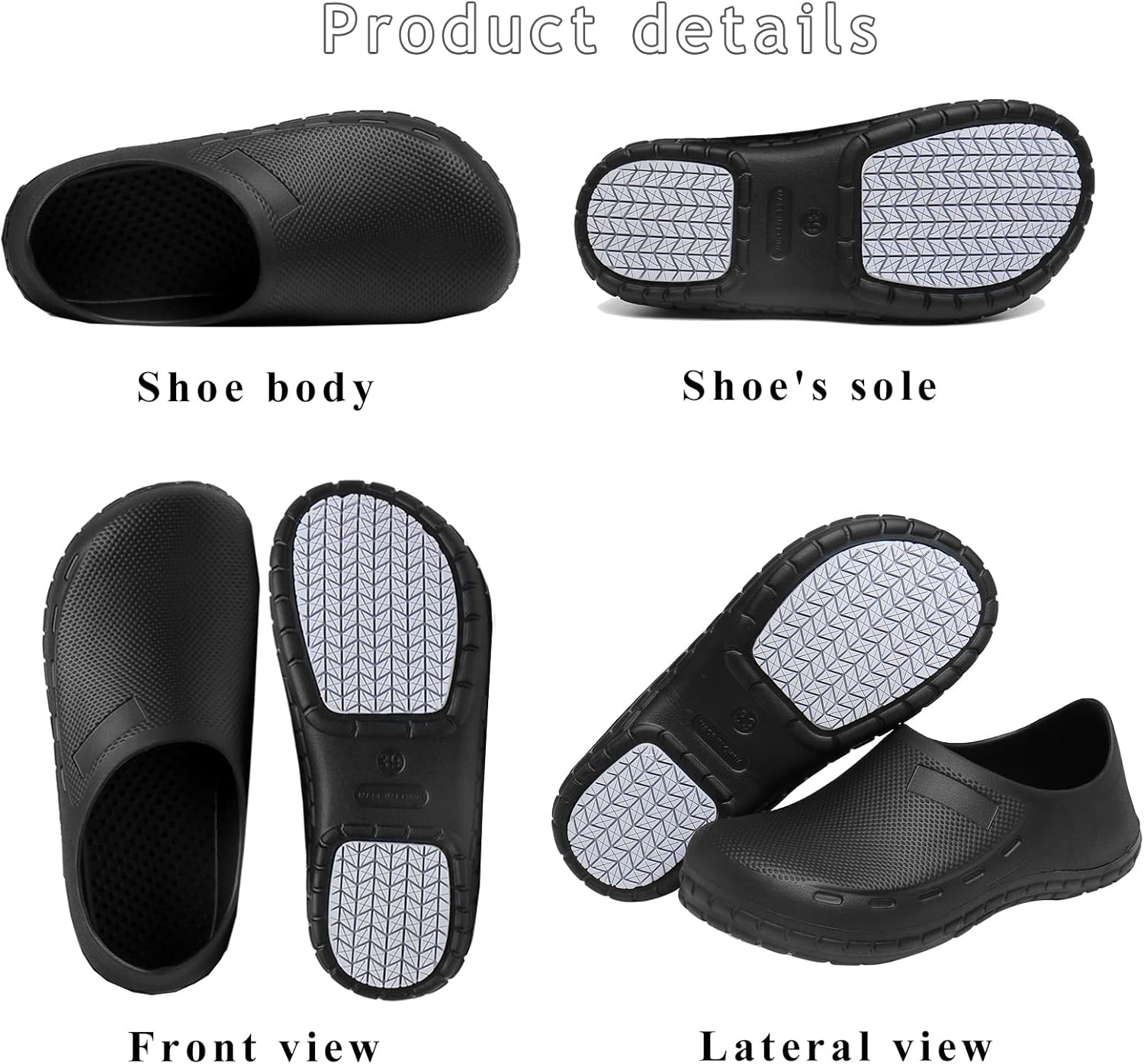 scecocrs Men Non Slip Work Shoes, Waterproof Chef Shoes, Food Service Shoes for Restaurant, Oil Resistant Kitchen Work Clogs - Image 3