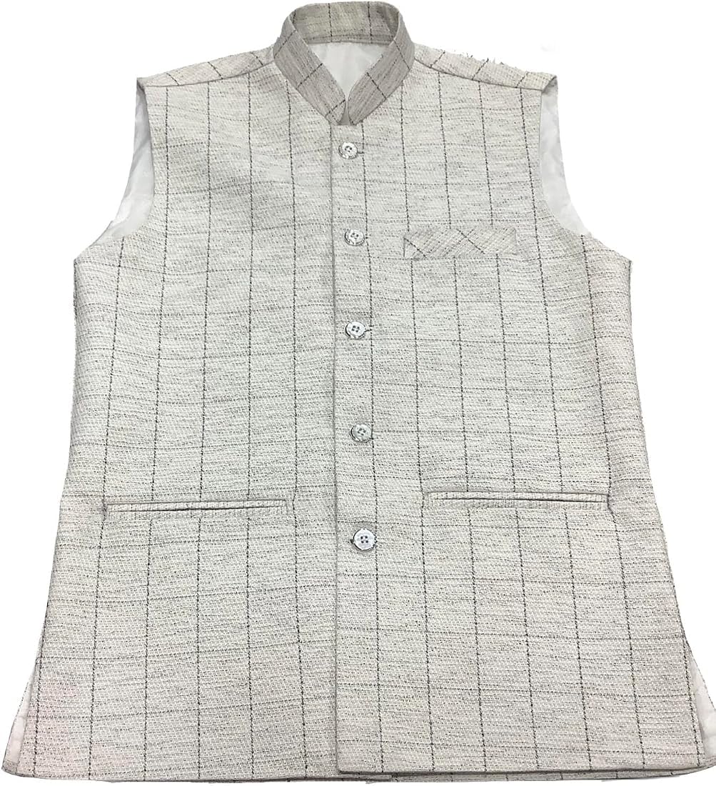 Men's Check Tweed Stitched Waistcoat, Waist Length-picture-21