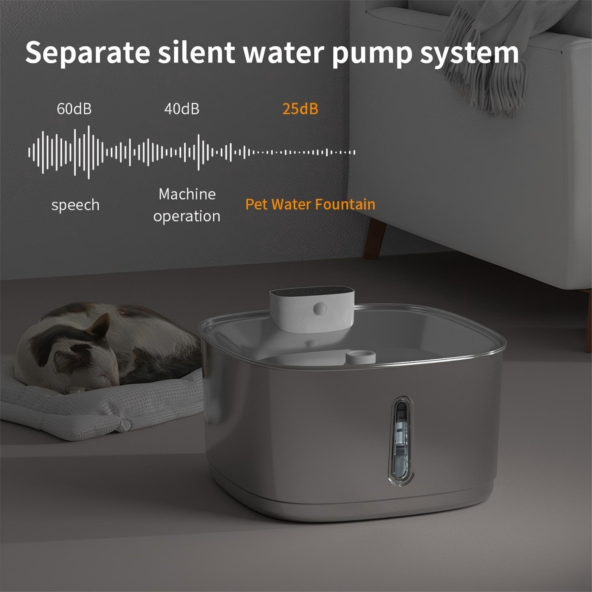 Fuente de agua para gatos de acero inoxidable - 3,2 l fuente de agua para mascotas inalámbrica con sensor de movimiento y 4 filtros de repuesto, dispensador de agua automático ultra silencioso