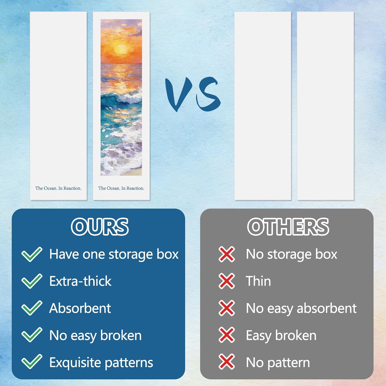 50pcs Perfume Tester Strips Ocean Pattern Water-Sensitive Paper Reusable Fragrance Test Strips for Cologne Aromatherapy Essential Oils Scent Testing