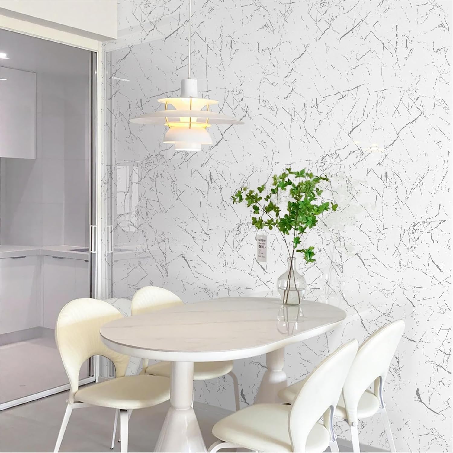 Rugreat Glossy Marble Contact Paper Peel and Stick Marble Wallpaper Modern Granite Contact Paper for Cabinet Self Adhesive Removable Countertop Wallpaper for Kitchen Waterpoof Gray/White 393in15.7in