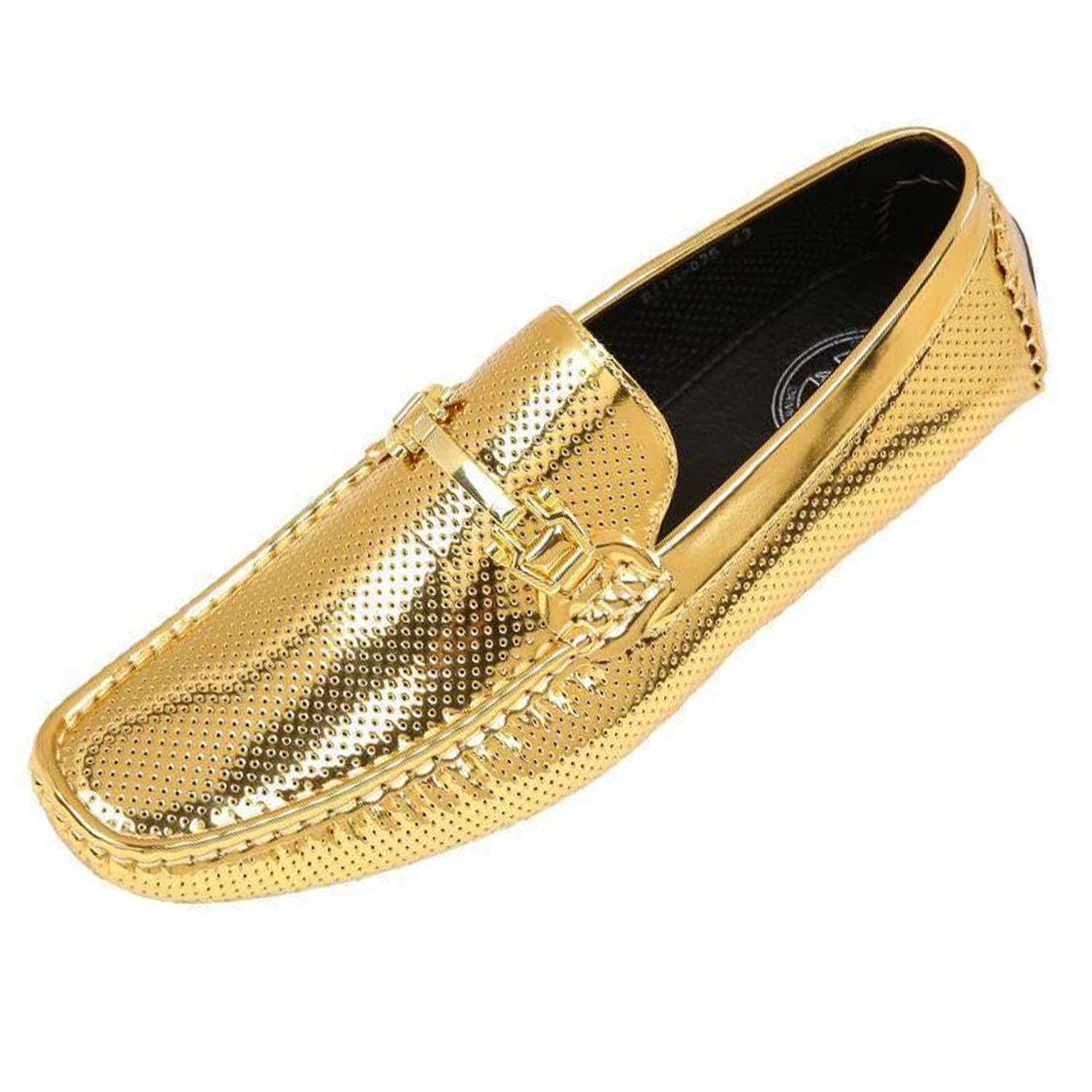 Amali Driving Moccasins, Faux Leather with Enamel Horse-Bit Ornament & Soft Lining, Comfortable & Stylish Mens Dress Loafers for Everyday Wear