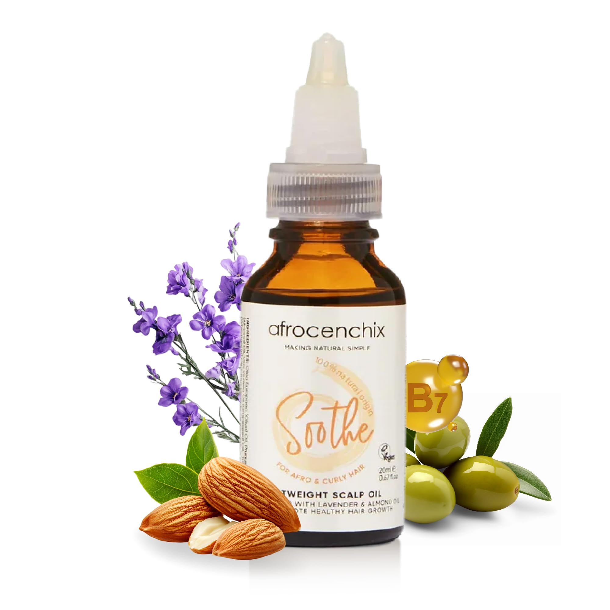 Afrocenchix Soothe Lightweight & Soothing Scalp Oil, with eucalyptus, lavender & jojoba oil extracts to Relieve Itch