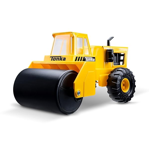 Tonka Steel Classics - Steam Roller - Made with Steel, Yellow Toy Truck, Boys and Girls, Toddlers Ages 3+, Big Construction Truck, Birthday Gift, Holiday, Ages 4+
