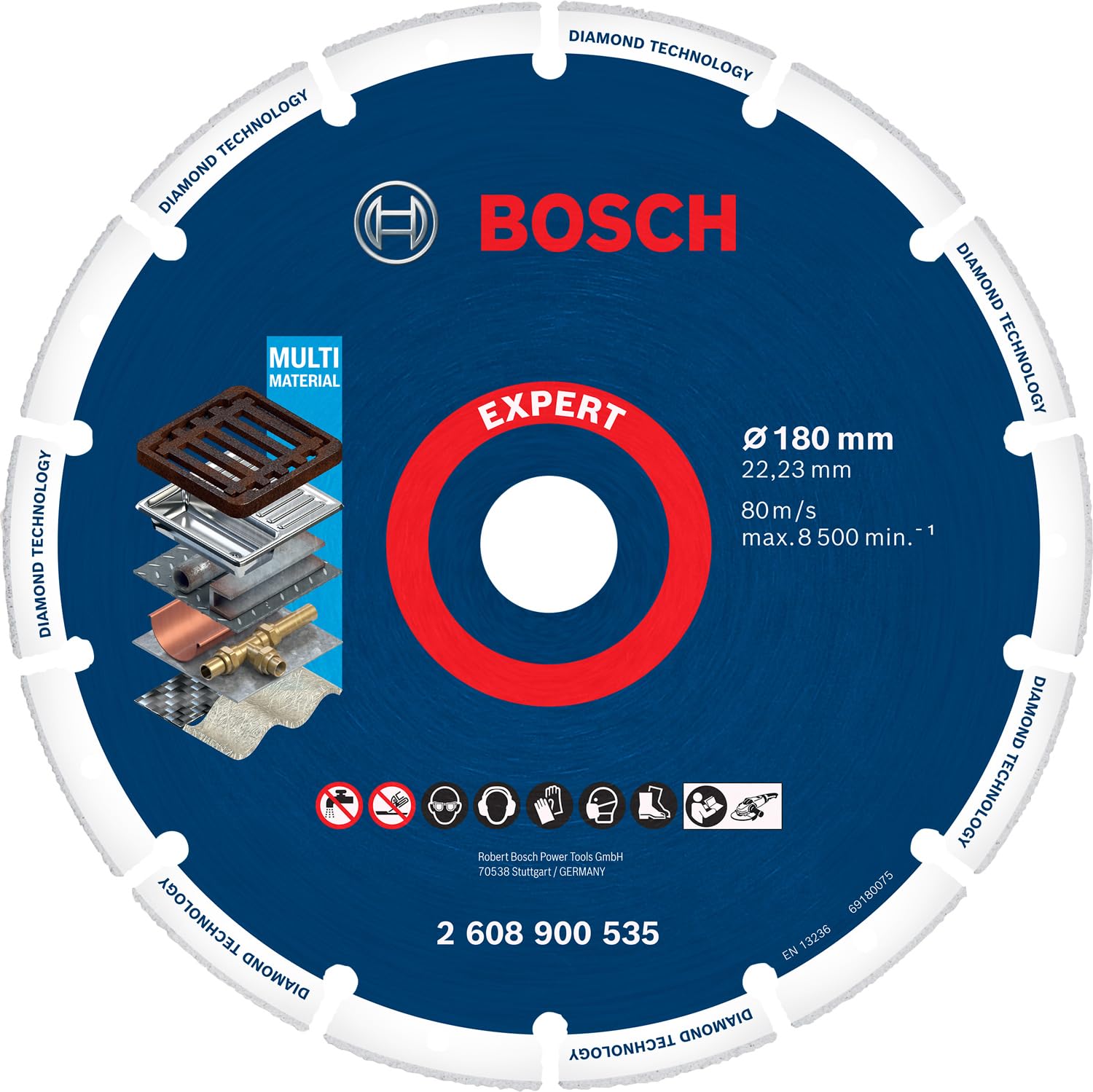 Bosch Professional 1x Expert Diamond Metal Wheel Large Size Cutting Disc (Ø 180 mm, Accessories Angle Grinder)