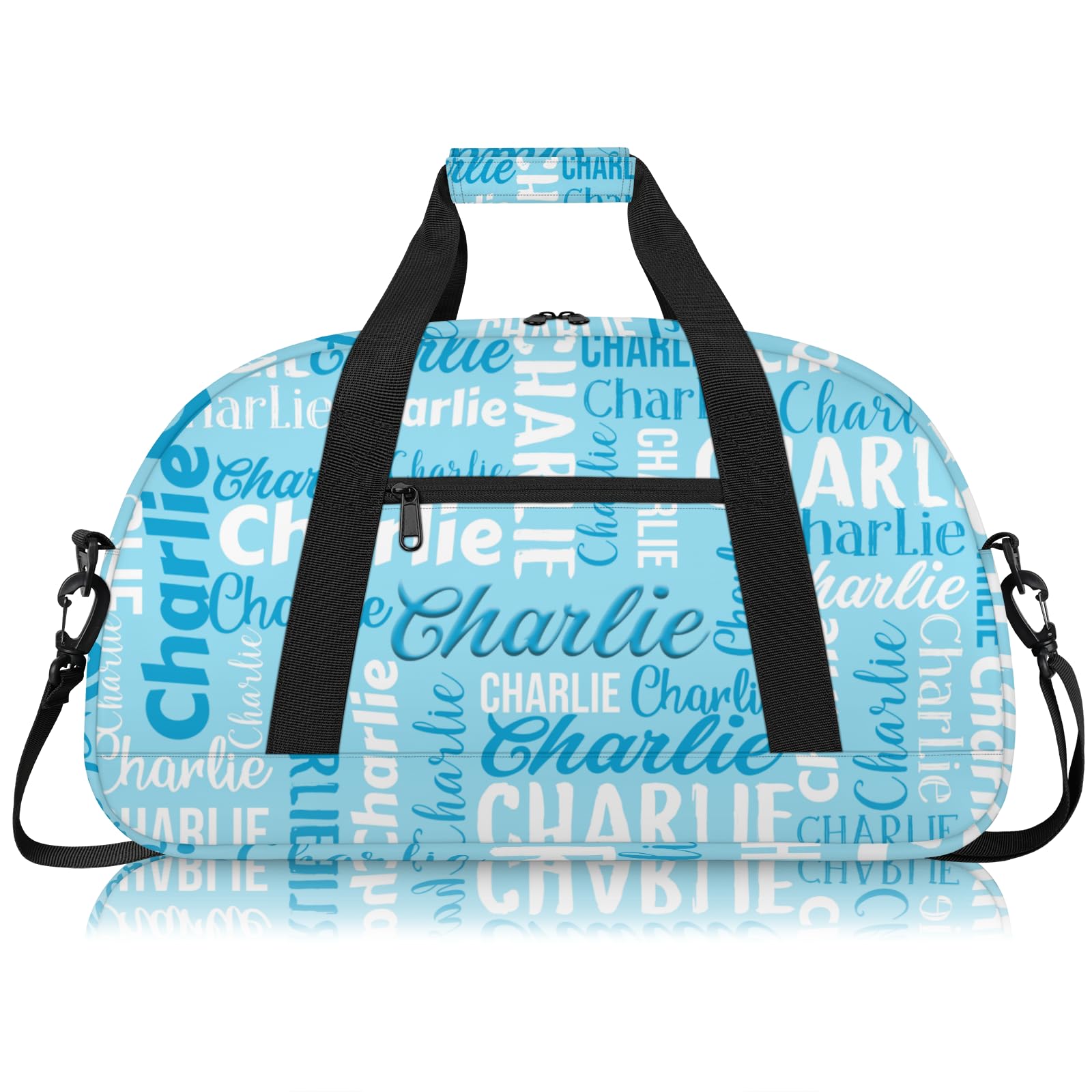 Personalized Sport-Gym-Swimming-Bag for Kids Custom Duffel Travel Bag for Boy Girl Dance Gymnastics Bag Overnight Weekend Bag Blue Text Name