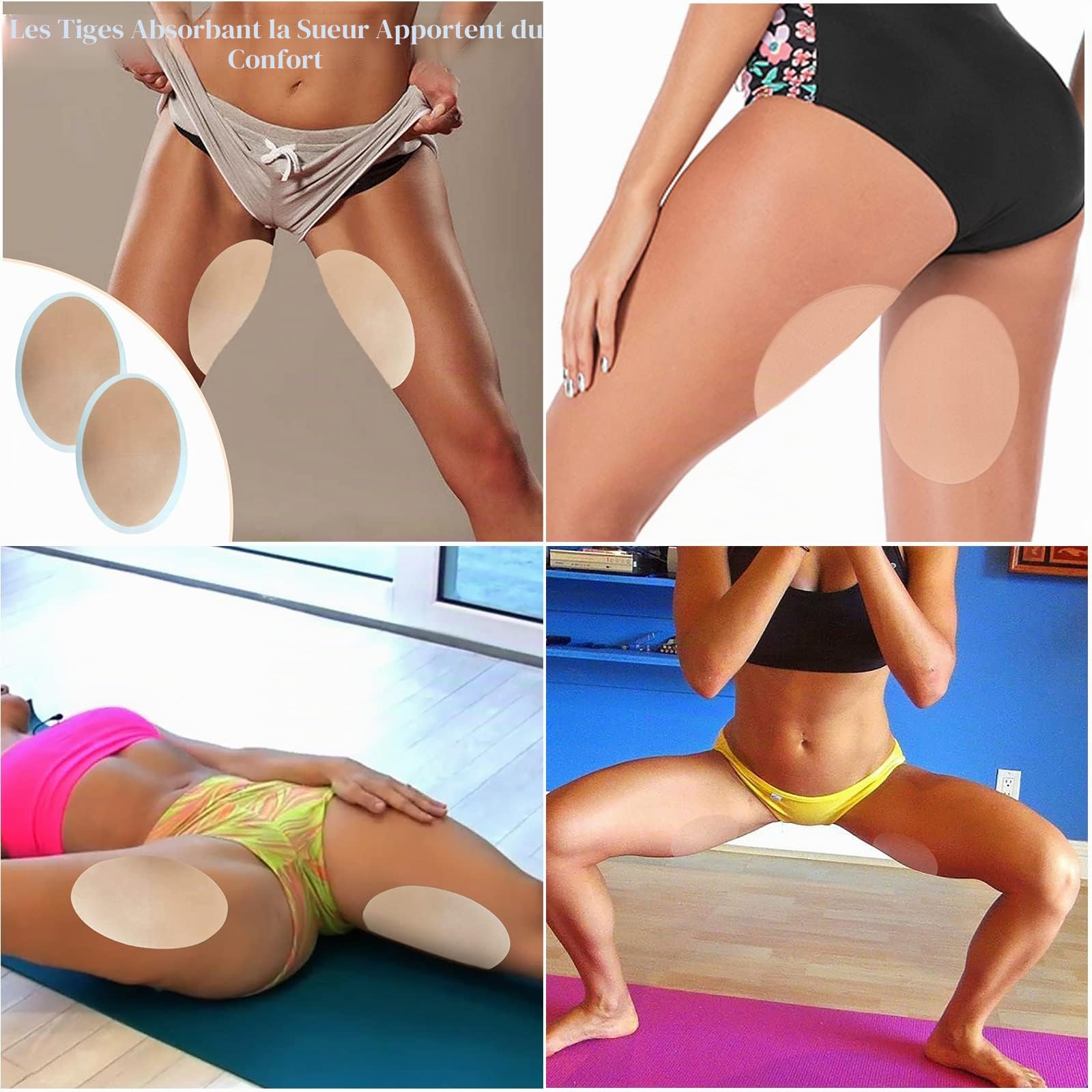 Lot de 12 Autocollants Anti-frottements pour l'intérieur de la Cuisse, Autocollants jetables résistants à l'usure, Patchs Transparents Ultra Fins et Invisibles
