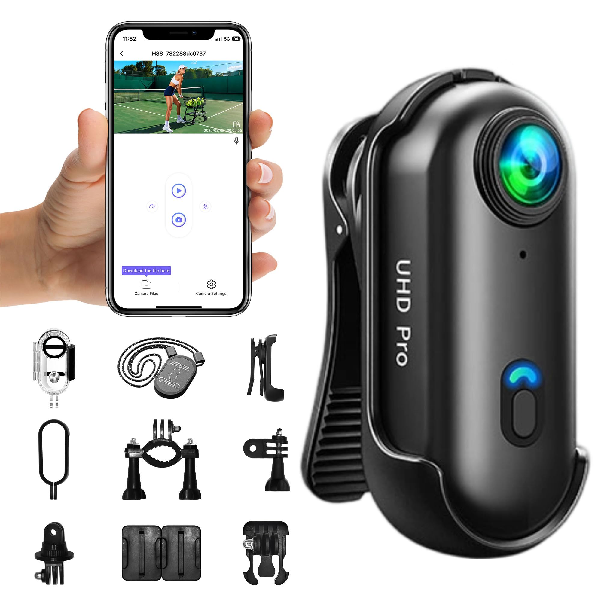 4K Mini Action Cam WiFi, Telecamera Moto, Grandangolare 120° Bodycam, Videocamera Sportiva Impermeabile fino a 30M, Fotocamera Accesorios Multiples per Bicicletta Casco