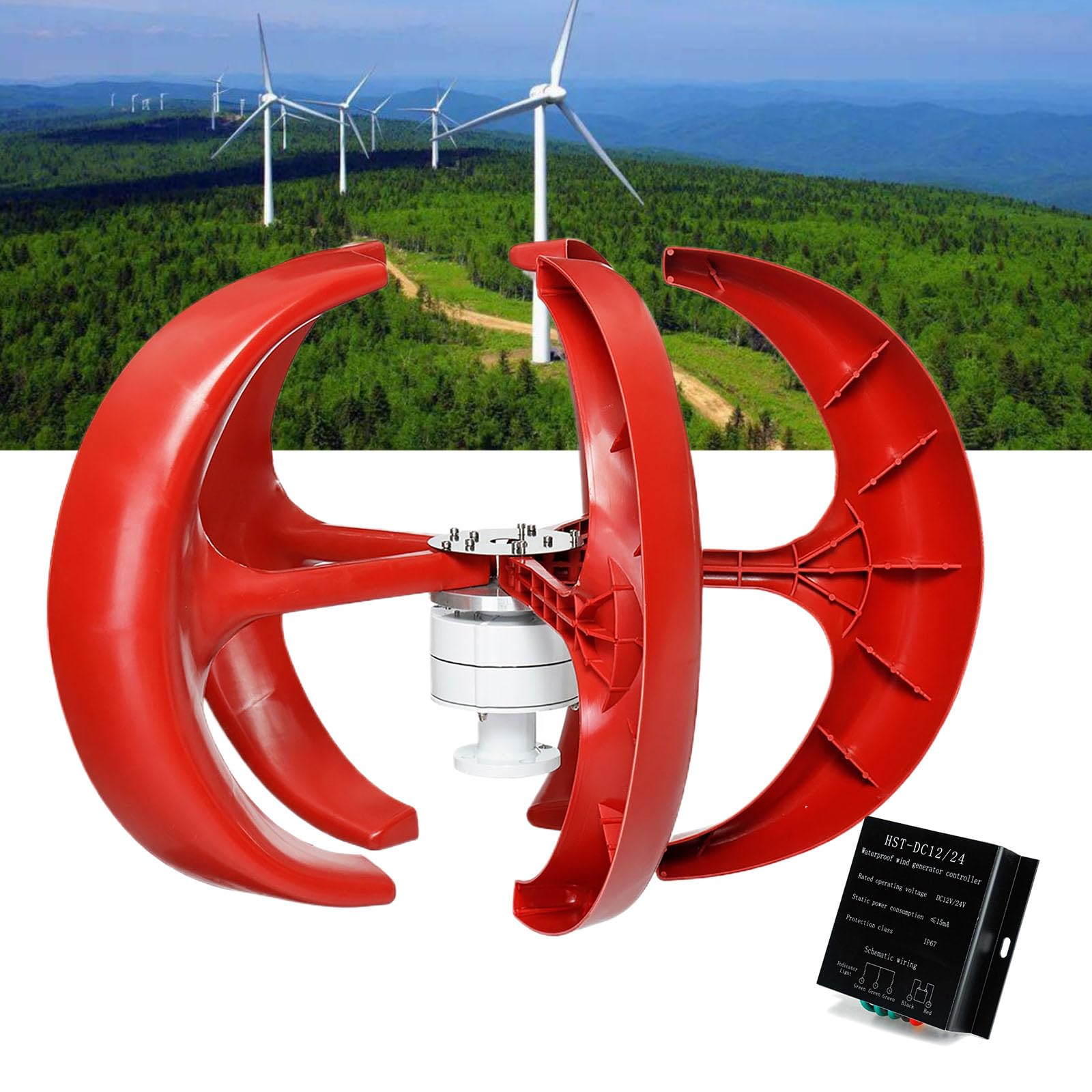 12V 24V 48V 220V Kit di generatore di turbina eolica Verticale, 6000w 5 Lanterna Lama Maglev Turbina eolica Generatore di mulini a Vento a Vento per casa/Barca/Fattoria