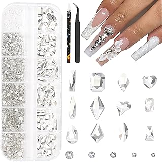 HNUIX Kit de diamantes de imitación de uñas b...