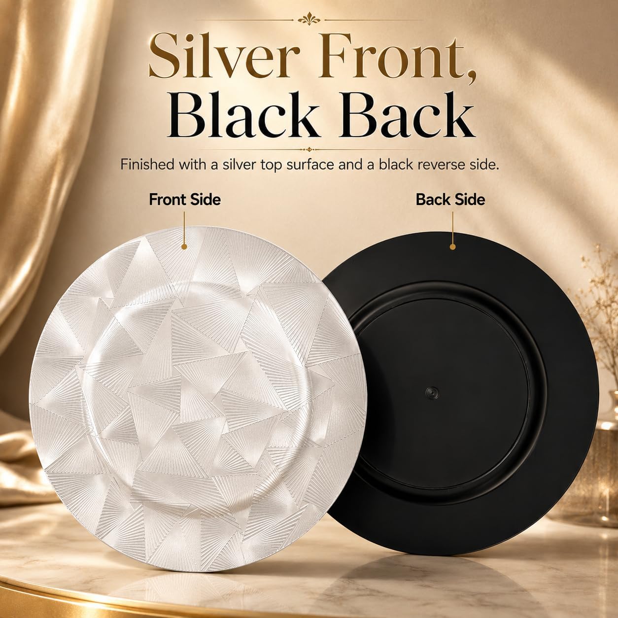 10 Pack Silver Charger Plates, 13" Silver Chargers for Party