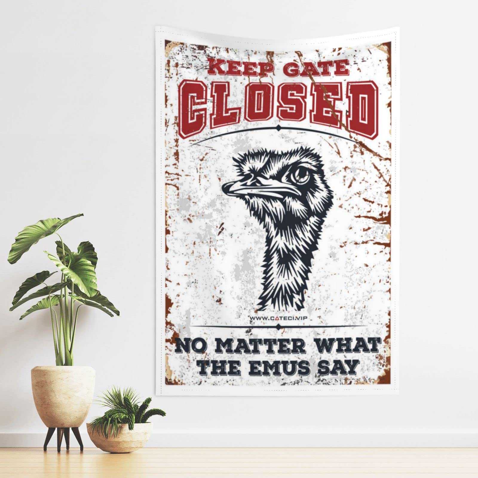 Dsocuiubos Beer Decor Keep Gate Closed No Matter What The Emus Say Tapestry Beer Decorations for Man Cave Funny Patio Decor (Size : 100X150CM)