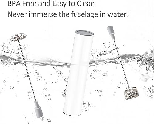 Miniatura 7 de Espumador de leche eléctrico de mano, mezclador de bebidas de café de viaje, baterías incluidas, batidor de acero inoxidable 304 para capuchino con