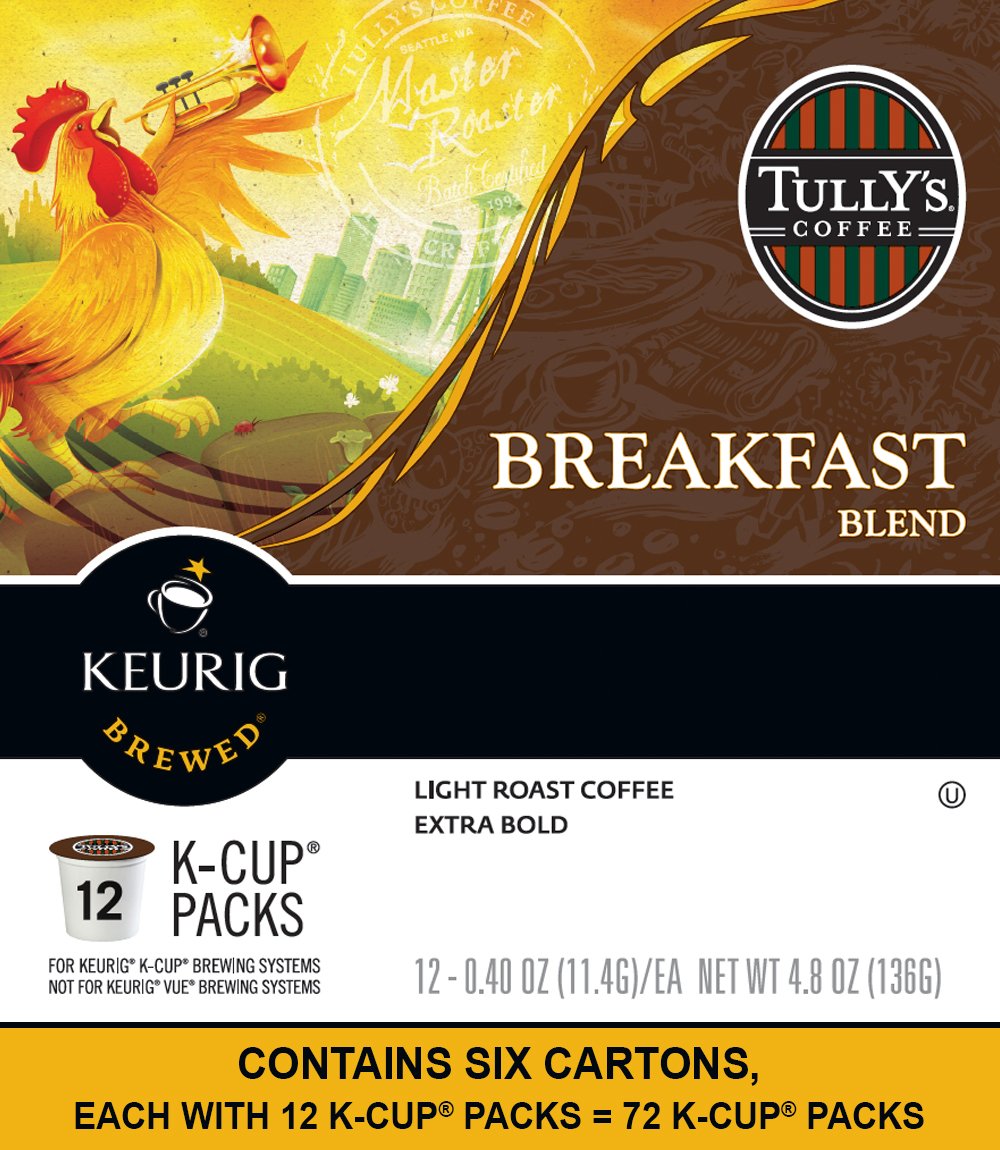 Tully's Coffee Breakfast Blend, Keurig K-Cups, 72 Count