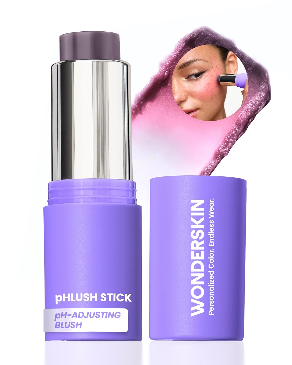 Wonderskin Blush Stick pH-Activated – pHlush Multi-Use Stick, Cream Tint for Cheeks and Lips, Cooling Nourishing Color-Adjusting Makeup