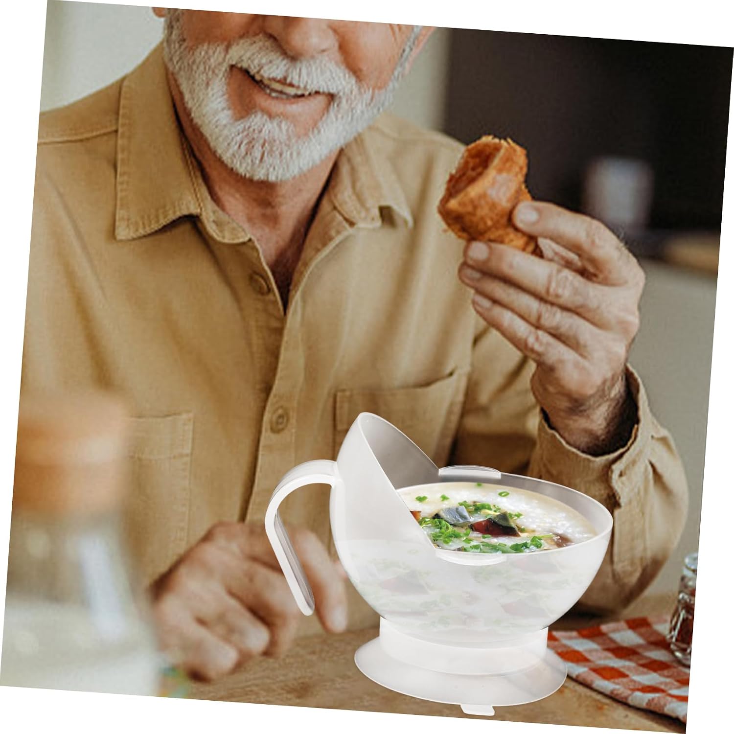 Senior Dining Bowl for Elderly and Disabled People, White