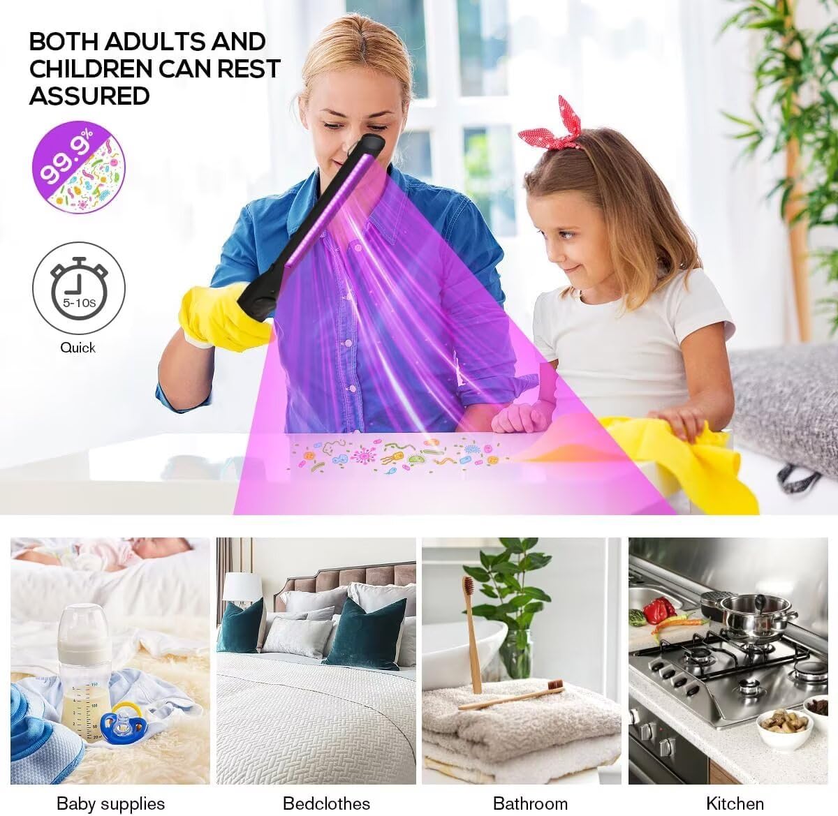 ZKX UV Desinfektions lampe Tragbar - UVC-Lampe mit USB-C Ladung, Keimtötende Lampe Haushalt, Hotel, Auto & Reise