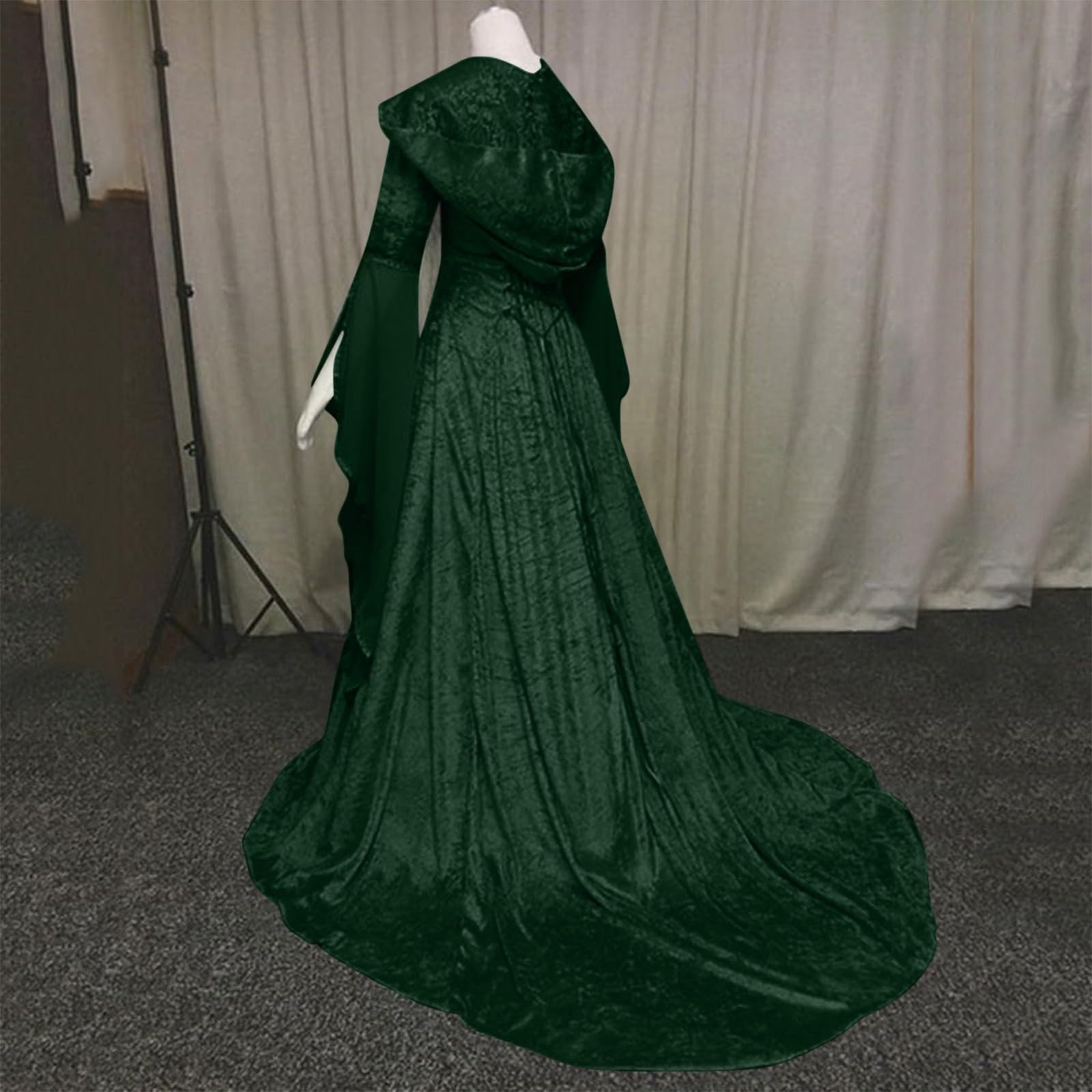 Halloween Damen Mittelalter Renaissance mit Kapuze Kleidung Gothic Kleid Elegante Party Festlich Cosplay Karneval Kostüm Viktorianischen Kleider