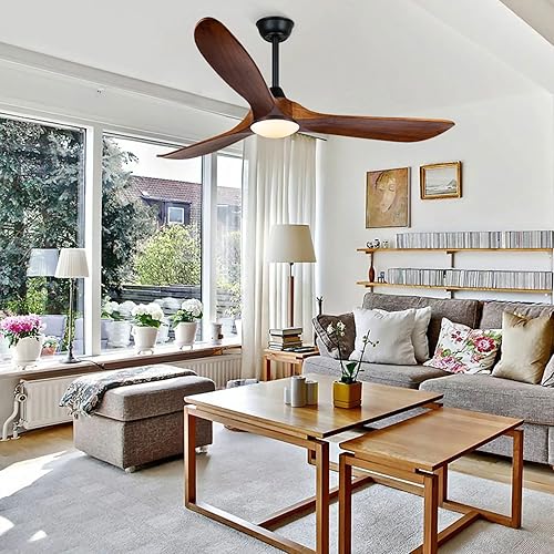 Miniatura 6 de Ventiladores de techo de 60 pulgadas con luces, ventilador de techo moderno con control remoto, 3 ventiladores de techo de hoja de madera, motor CC