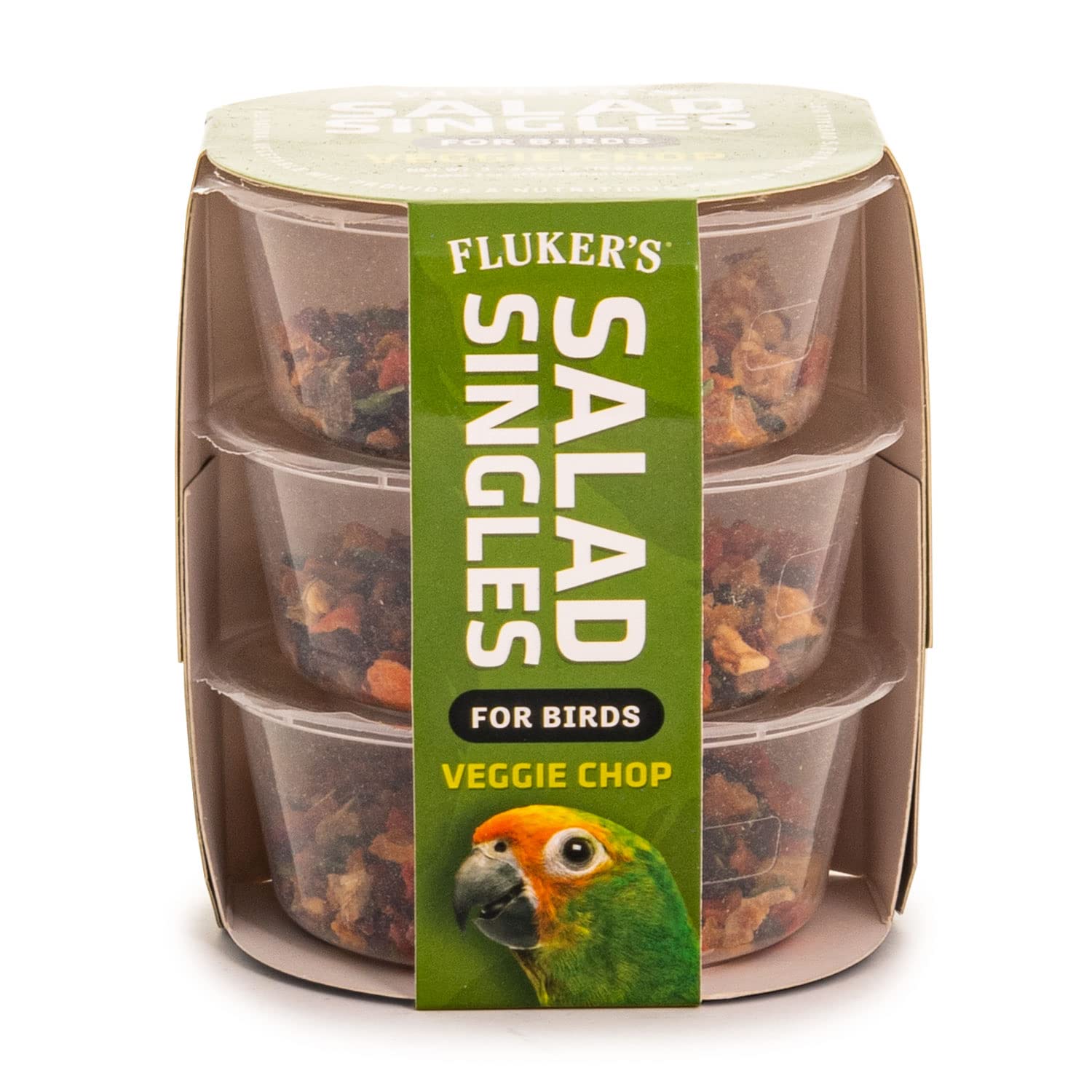 Fluker's Salad Singles All Natural Veggie Mix, Just Add Water, Great for Parakeets, Cockatiels, Conures, and Parrots, and Other Birds, 3-Pack