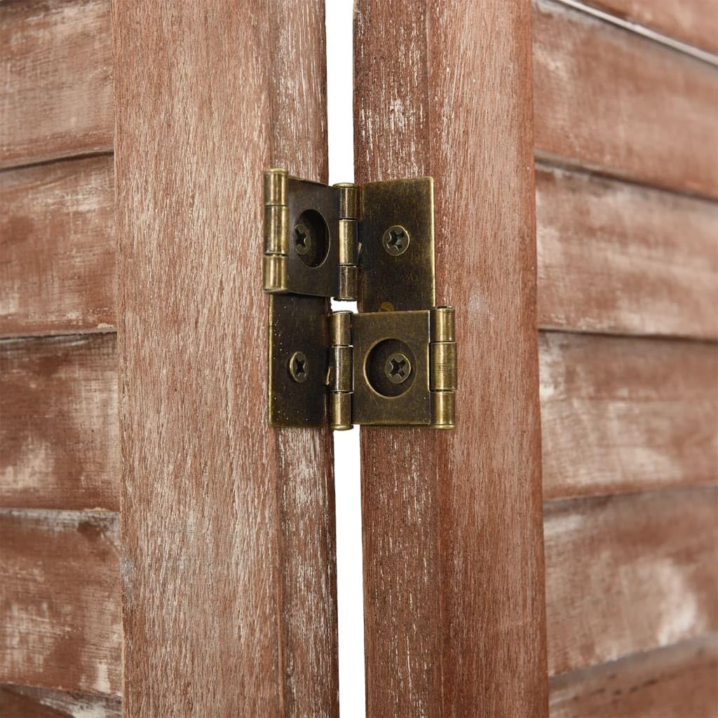 Home & Garden - Separador de ambientes de 6 paneles, color marrón, 210 x 165 cm, madera maciza de paulownia
