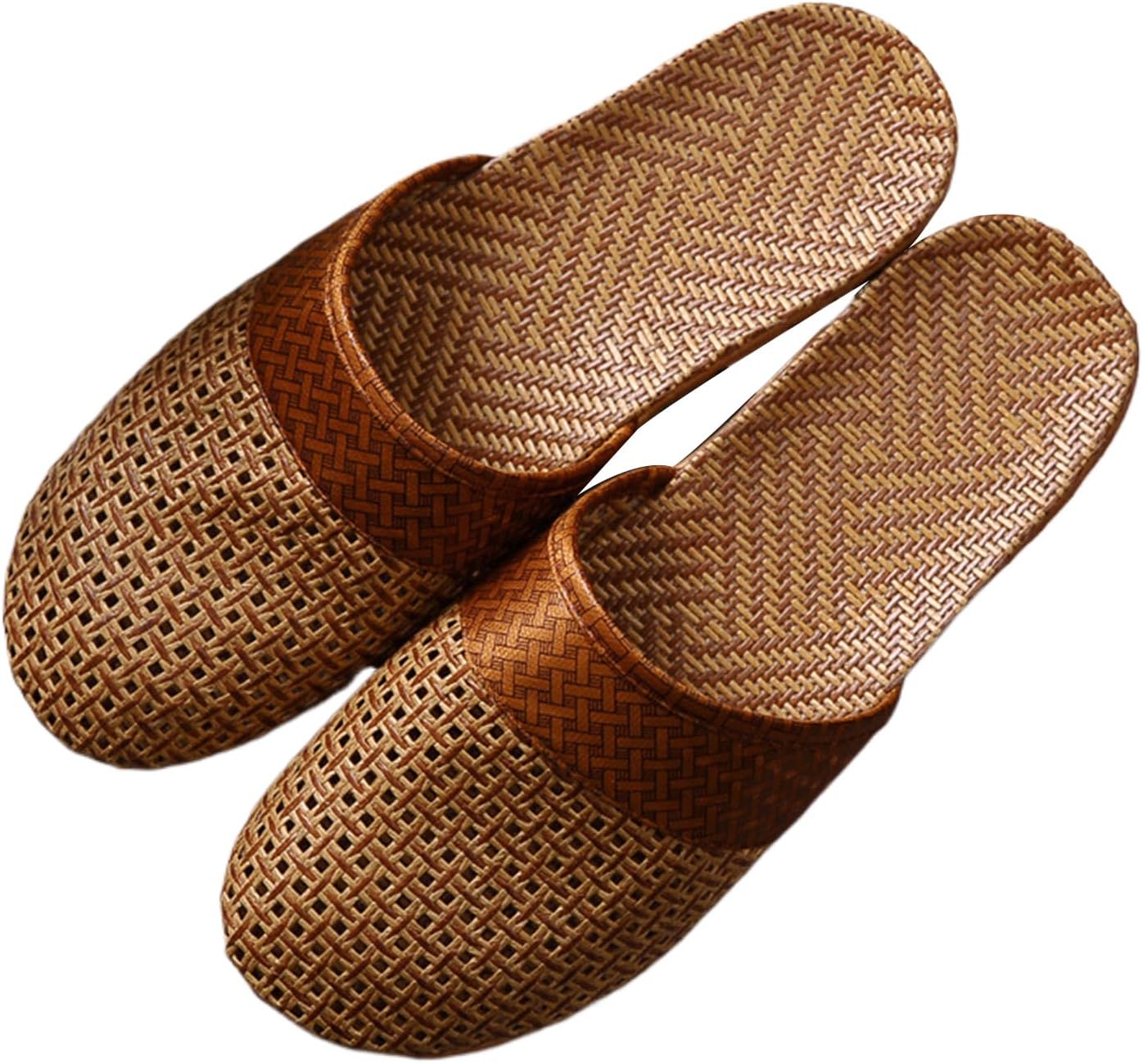 Woven Sandals Women Closed Toe Soft Sole Indoor Bedroom Slippers Home Floor Linen Slippers Summer Grass Sandals