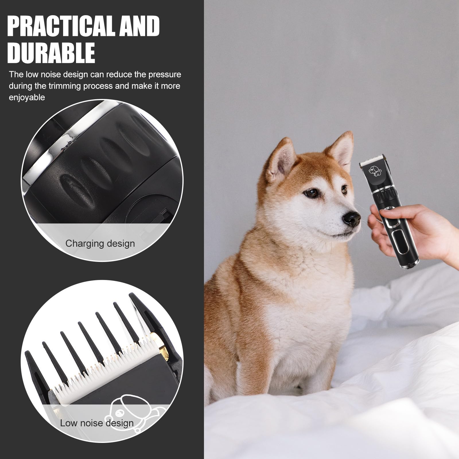 Cortapelos Eléctrico para Perros y Gatos Batería de 2000mah, Diseño Portátil y Cuchillas de Aleación de Titanio para Recorte Fino en Áreas Pequeñas