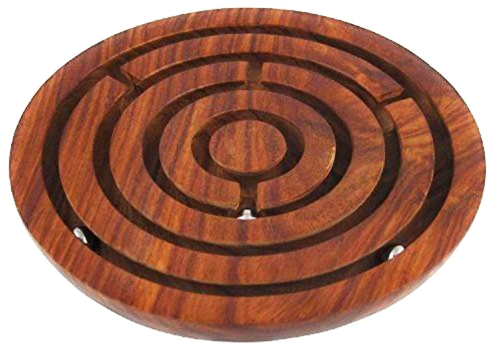 M.A WOODEN ARTS Wooden Labyrinth Puzzle Board Game Round(Goli Game ,Puzzle Game)