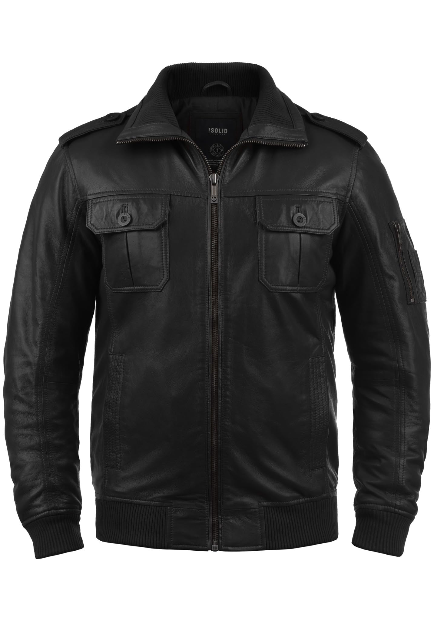 Solid Famash Men's Leather Jacket, Size:XL, Colour:Black (S9000)