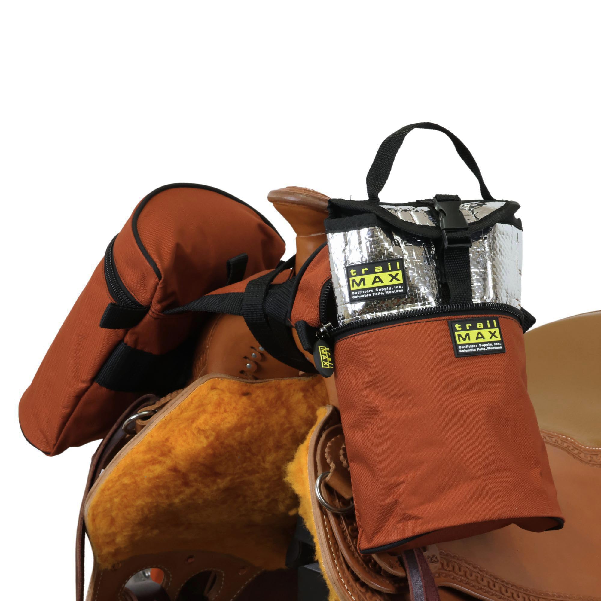 TrailMax Horse Horn Bags for Trail Riding – Medium & Large Western Saddle Horn Bags for Horses & Mules, Insulated Trail Gear with Secure Fit & Grab-and-Go Liners, Medium, Rust — image 1