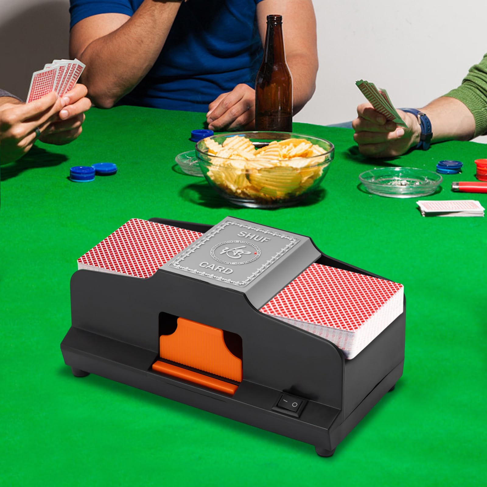 Mixer automatico per carte da 220 V (nero) con due modalità shuffling, scambiatore elettrico per Rommé & Bridge, ideale per serate di gioco, feste, con scatola e funzione di ricarica rapida USB