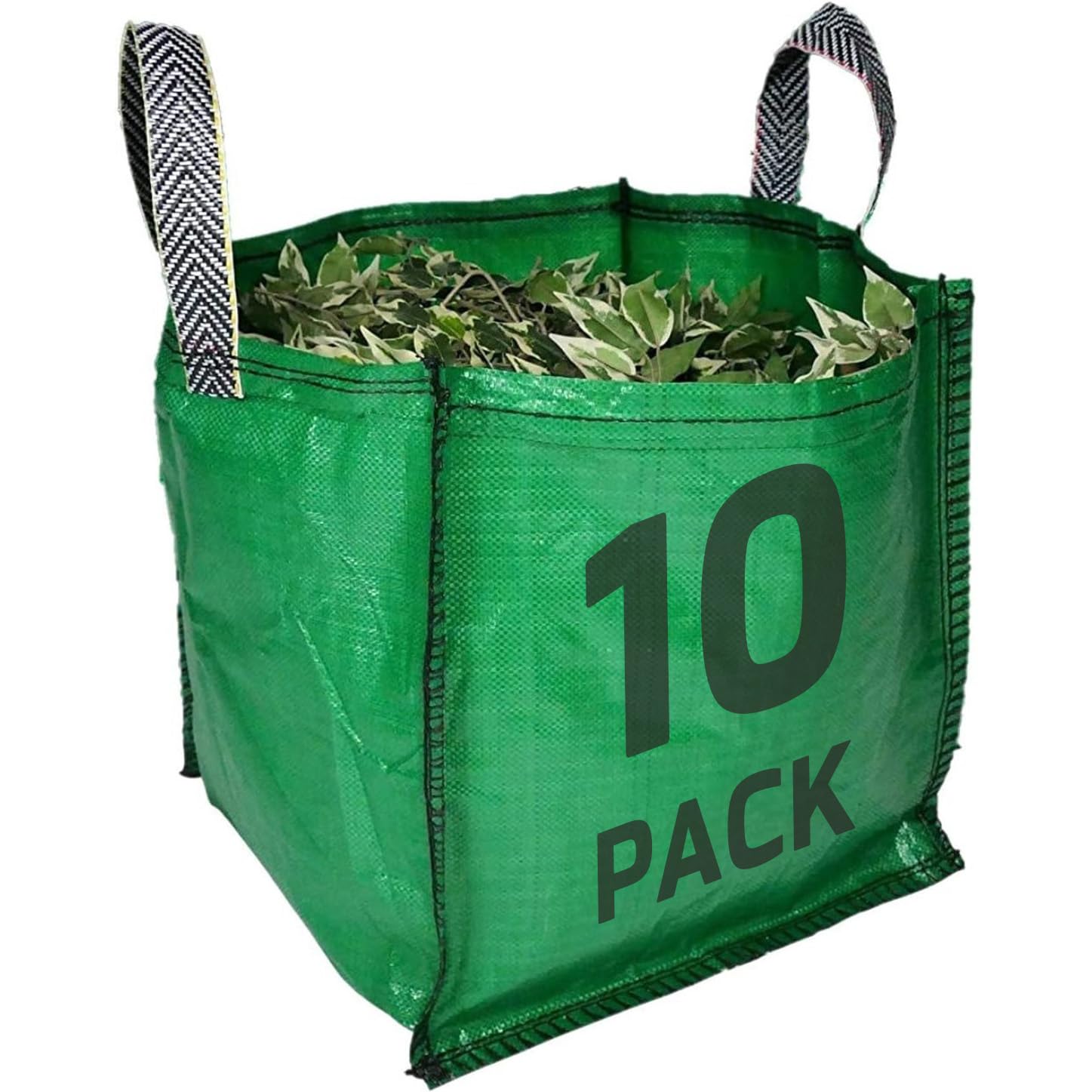 sackmaker Garden Waste Bags - 90 Litre - 1 to 5 Sacks - PREMIUM GRADE - Industrial Fabric and Handles - Heavy Duty Garden/Green Waste Sacks (10 Pack, Green)
