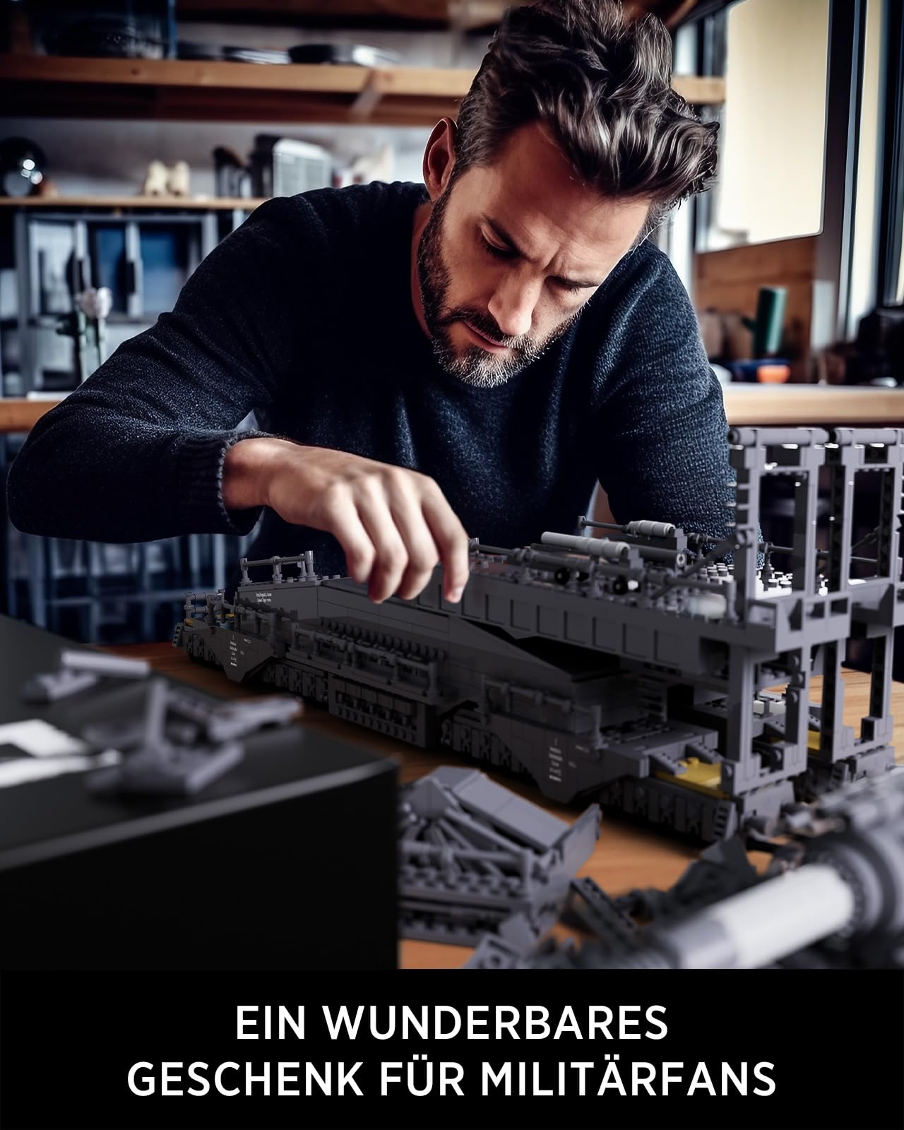 Nifeliz Eisenbahngeschütz Militär Klemmbausteine, Dora Deutscher Schwere Artillerie Modell Sammlerstück, WW2 Schienengeschütz, Geschenk für Erwachsene Männer (2355 Teile)