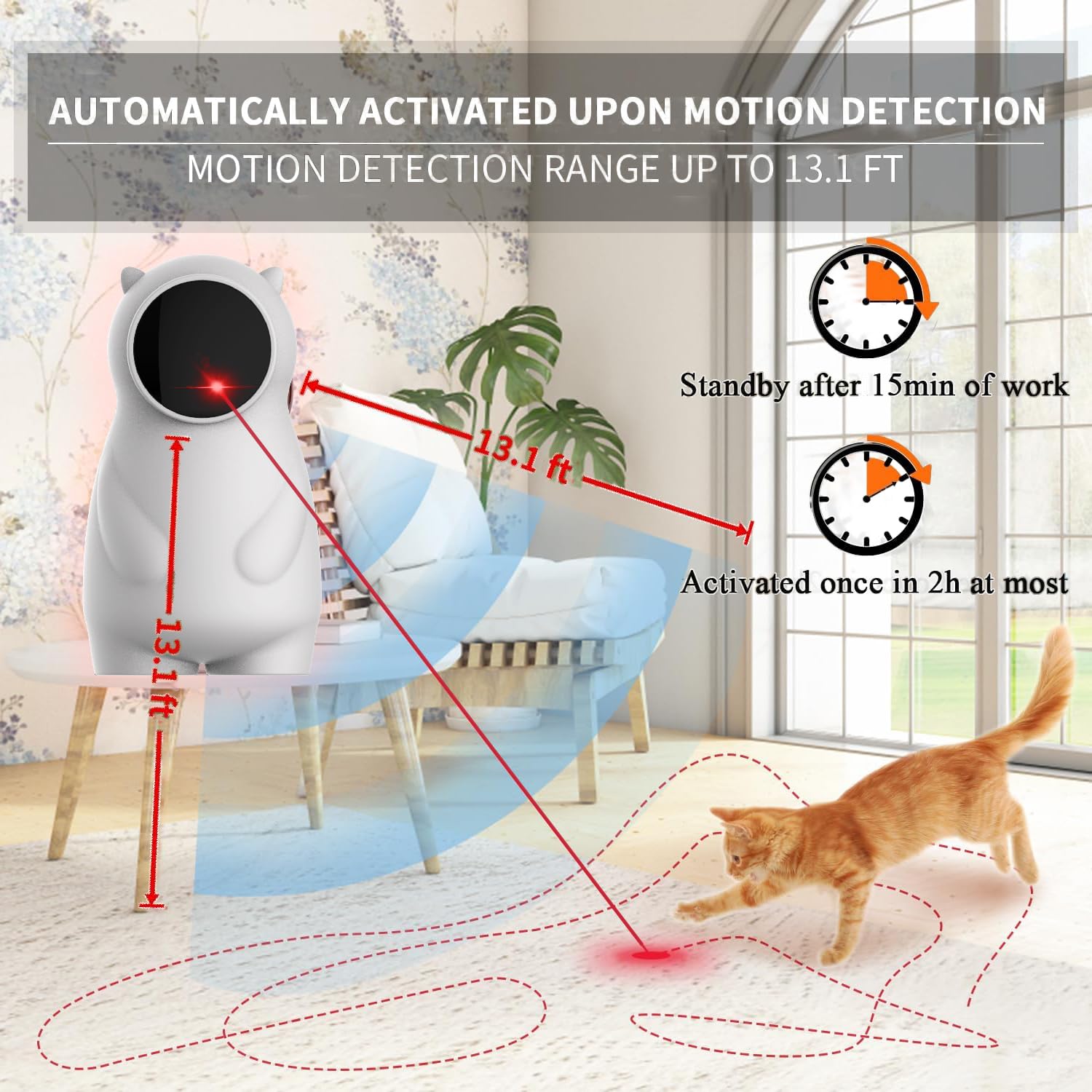 LEMENG Giochi per gatti,Giocattolo LED Automatico per Gatti Attivato dal Movimento, Ricaricabile, Giocattolo Interattivo per Gatti Indoor/Gattini/Cani,USB Ricaricabile Funzione