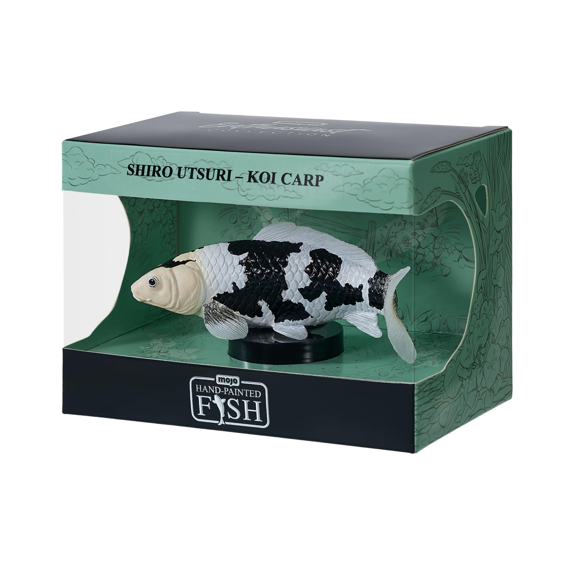 Mojo Shiro Utsuri K | Oi Carp Hand-Painted Fish Figurine, Black & White Decorative Model, Enthusiast Collection Series 1, Japanese Style (Shiro Utsuri Koi Carp)